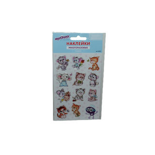 Наклейка гелевые кошки-мышки с фольгой Юнландия 661815